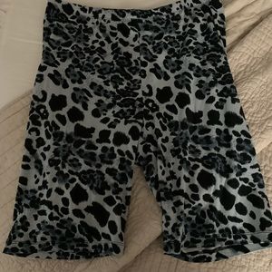 Zenana leopard biker shorts.